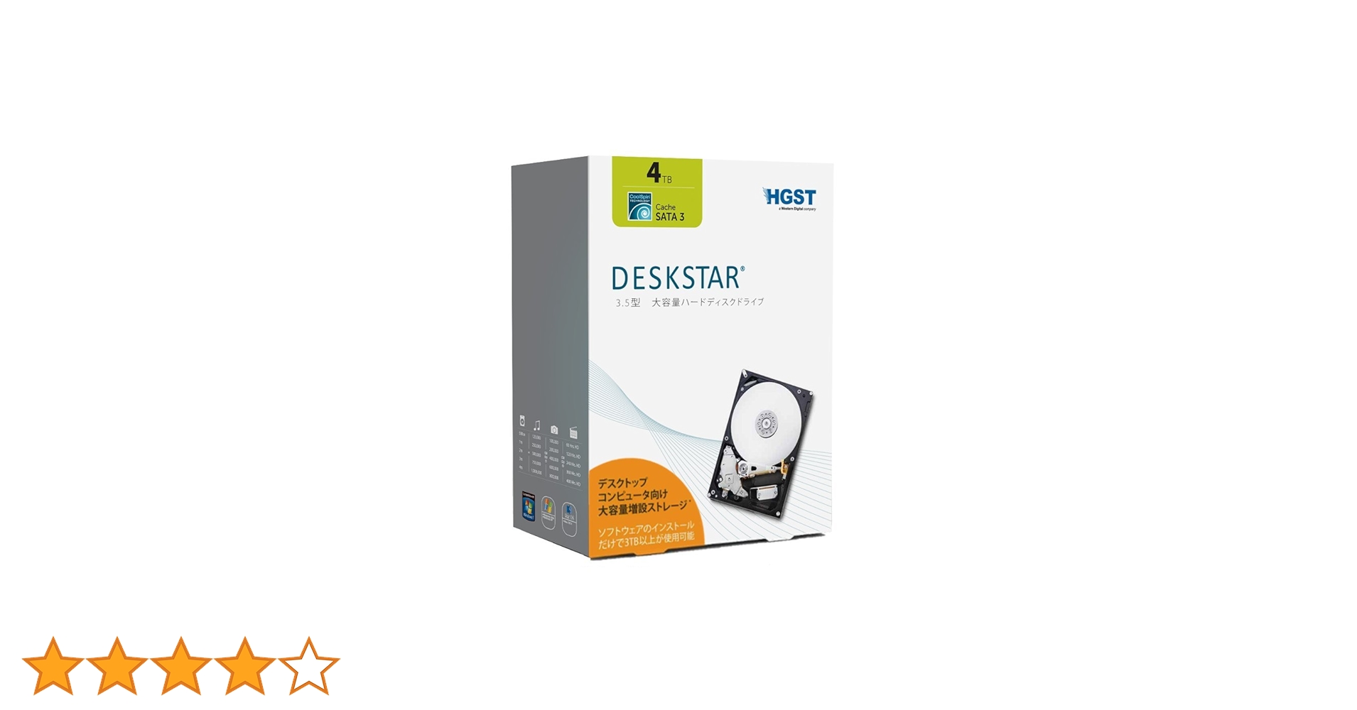 2台セット HGST DESKSTAR (4TB内蔵HDD)② Amazon | HGST Deskstar NAS 4TB パッケージ版 3.5インチ 7,200